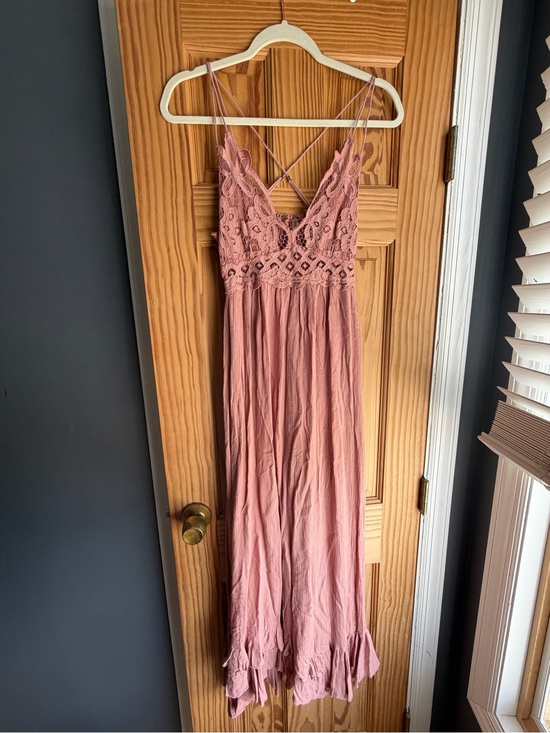 Free People Dresses & Skirts - Free People Mauve Pink Adella Crochet Lace Maxi Dress